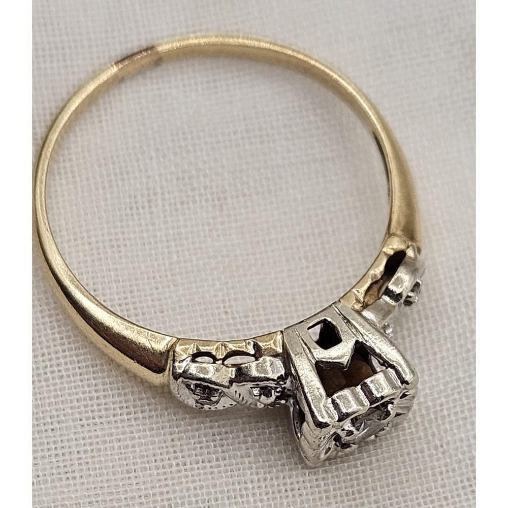 Vtg 14K Yellow Gold Diamond Ring 2.3g Fine Jewelry Size 7 - Picture 10 of 16